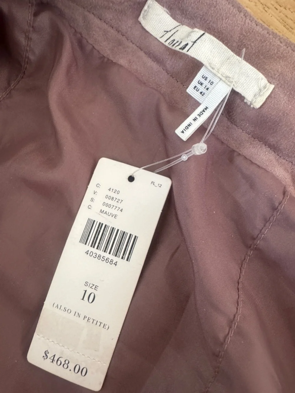 Anthropologie NWT Mauve Pink Suede Leather Full Tiered Skirt 10